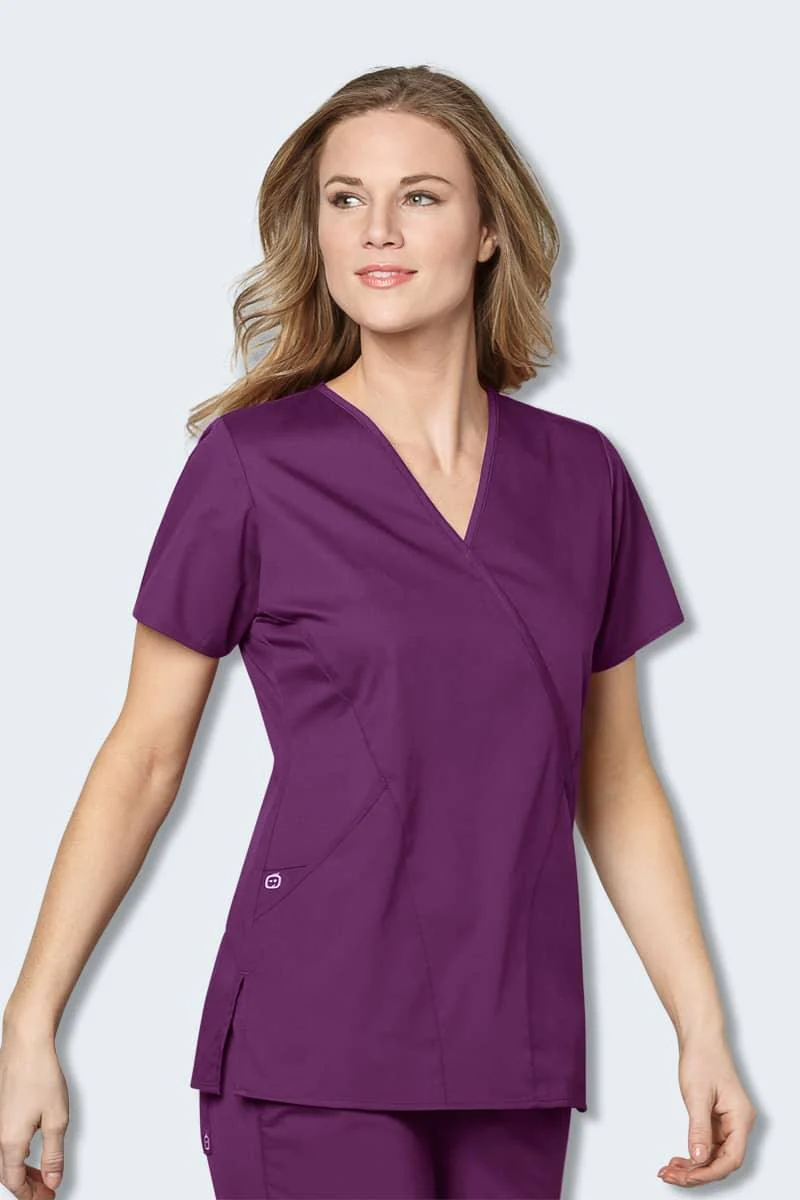102 WonderWORK Women's Mock Wrap Nurses Scrub Top - Image 10