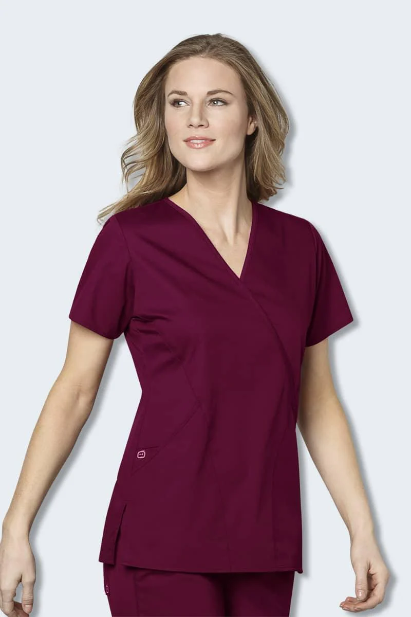 102 WonderWORK Women's Mock Wrap Nurses Scrub Top - Image 12