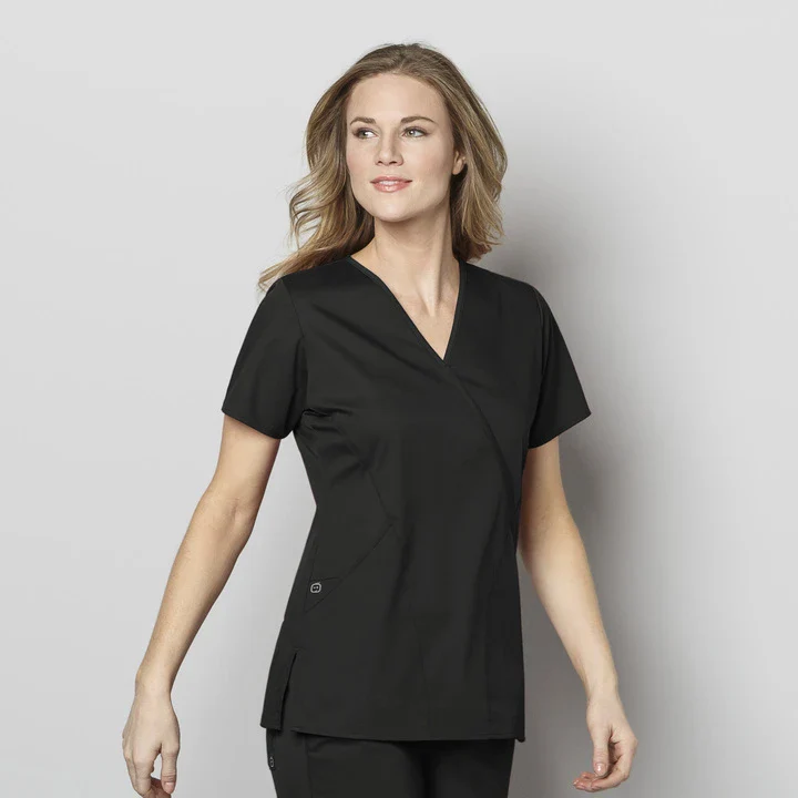 102 WonderWORK Women's Mock Wrap Nurses Scrub Top - Image 13