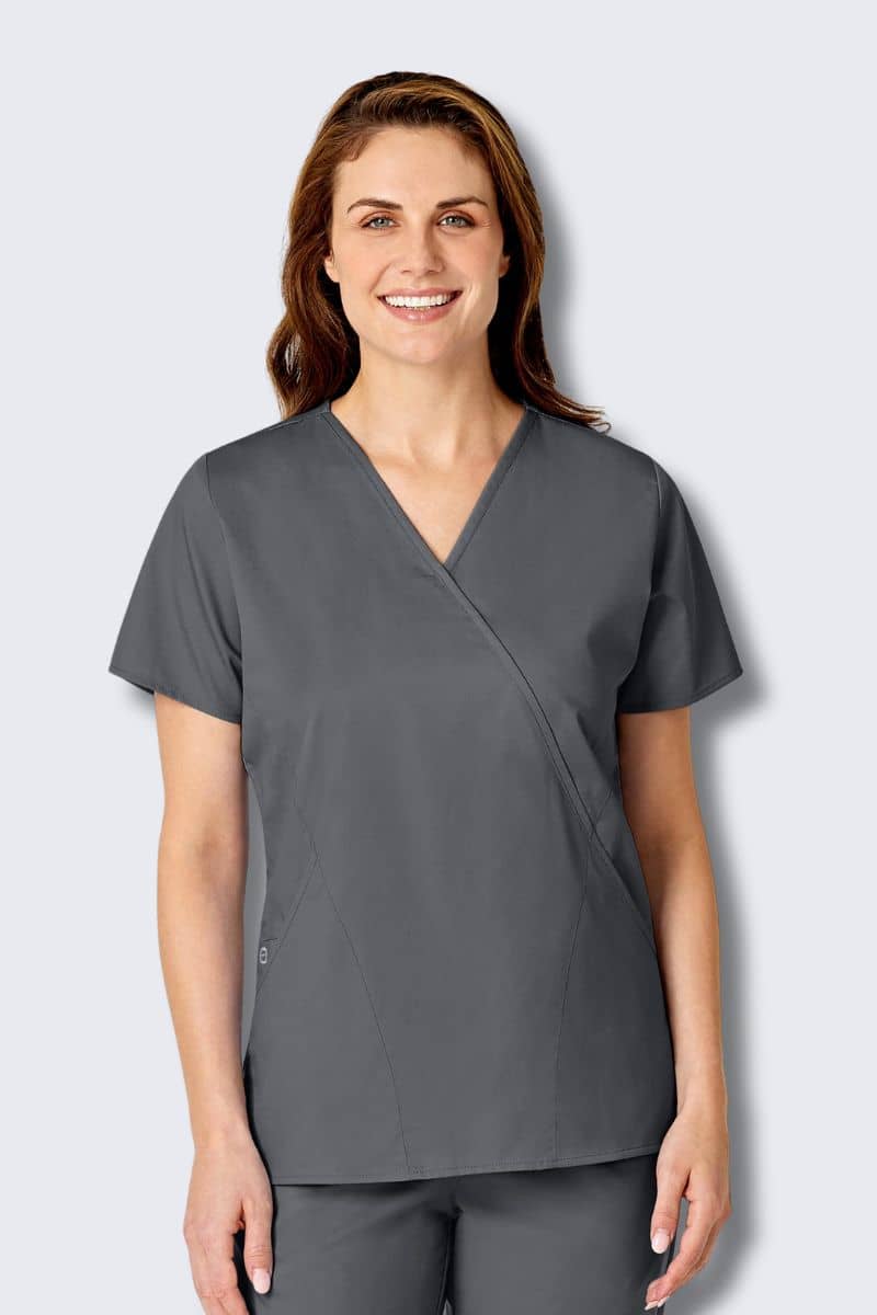 102 WonderWORK Women's Mock Wrap Nurses Scrub Top - Image 15