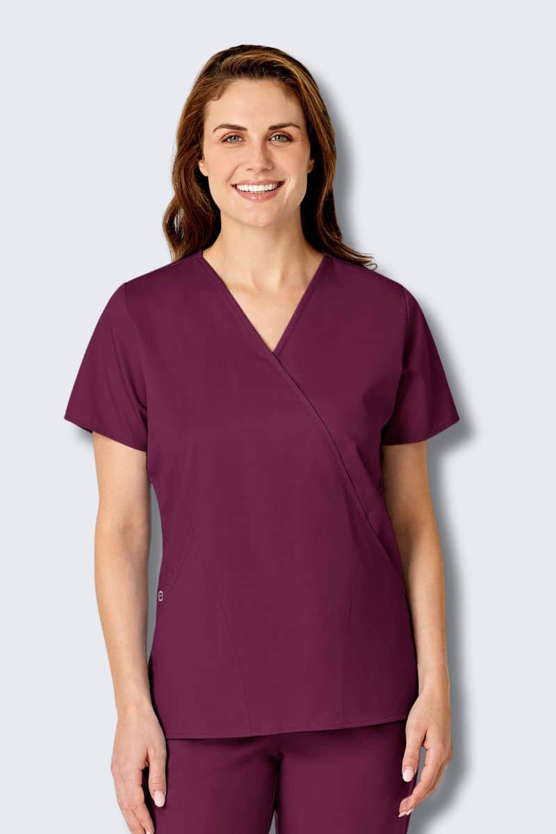 102 WonderWORK Women's Mock Wrap Nurses Scrub Top - Image 16