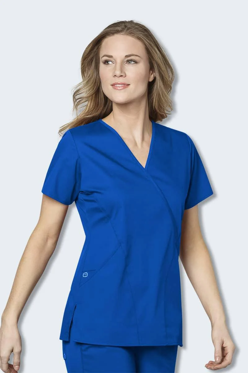 102 WonderWORK Women's Mock Wrap Nurses Scrub Top - Image 4