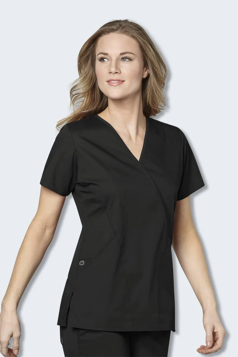 102 WonderWORK Women's Mock Wrap Nurses Scrub Top - Image 7