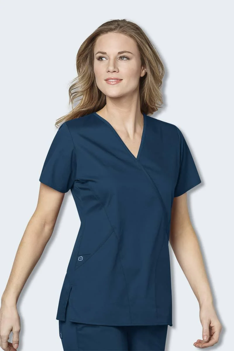 102 WonderWORK Women's Mock Wrap Nurses Scrub Top - Image 8