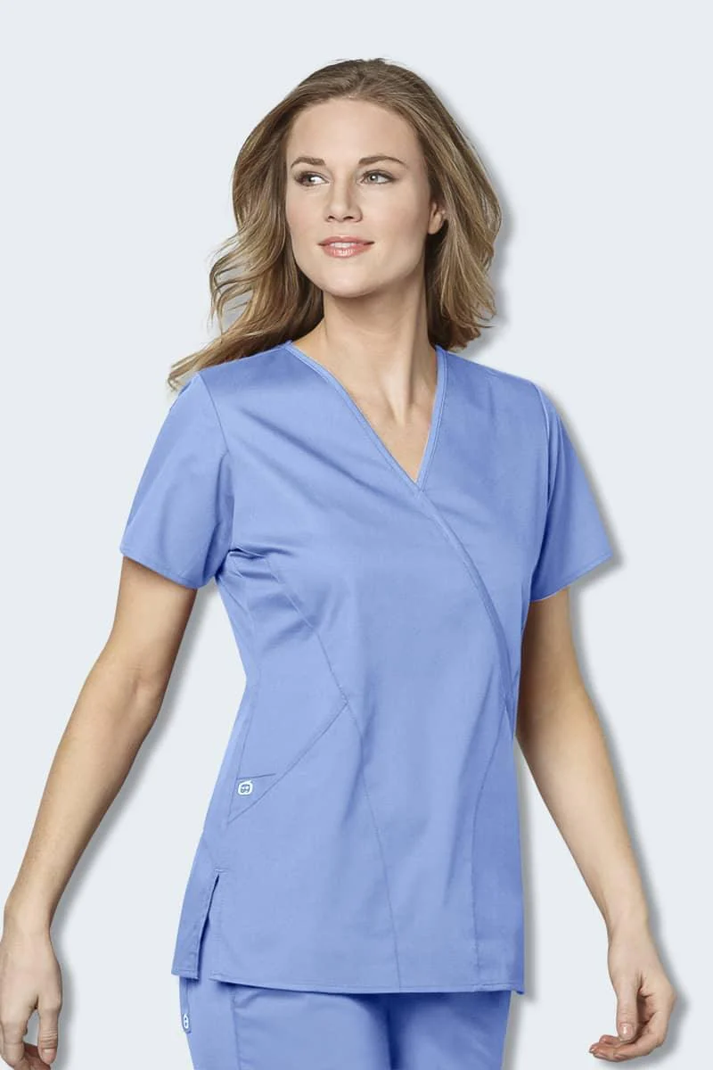 102 WonderWORK Women's Mock Wrap Nurses Scrub Top - Image 9