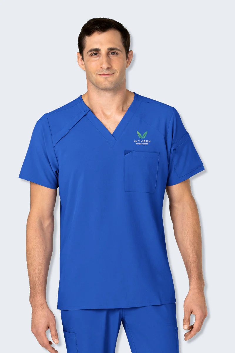 6034 WYVERN WonderWink Renew Men's EZ Zip Scrub Top Royal