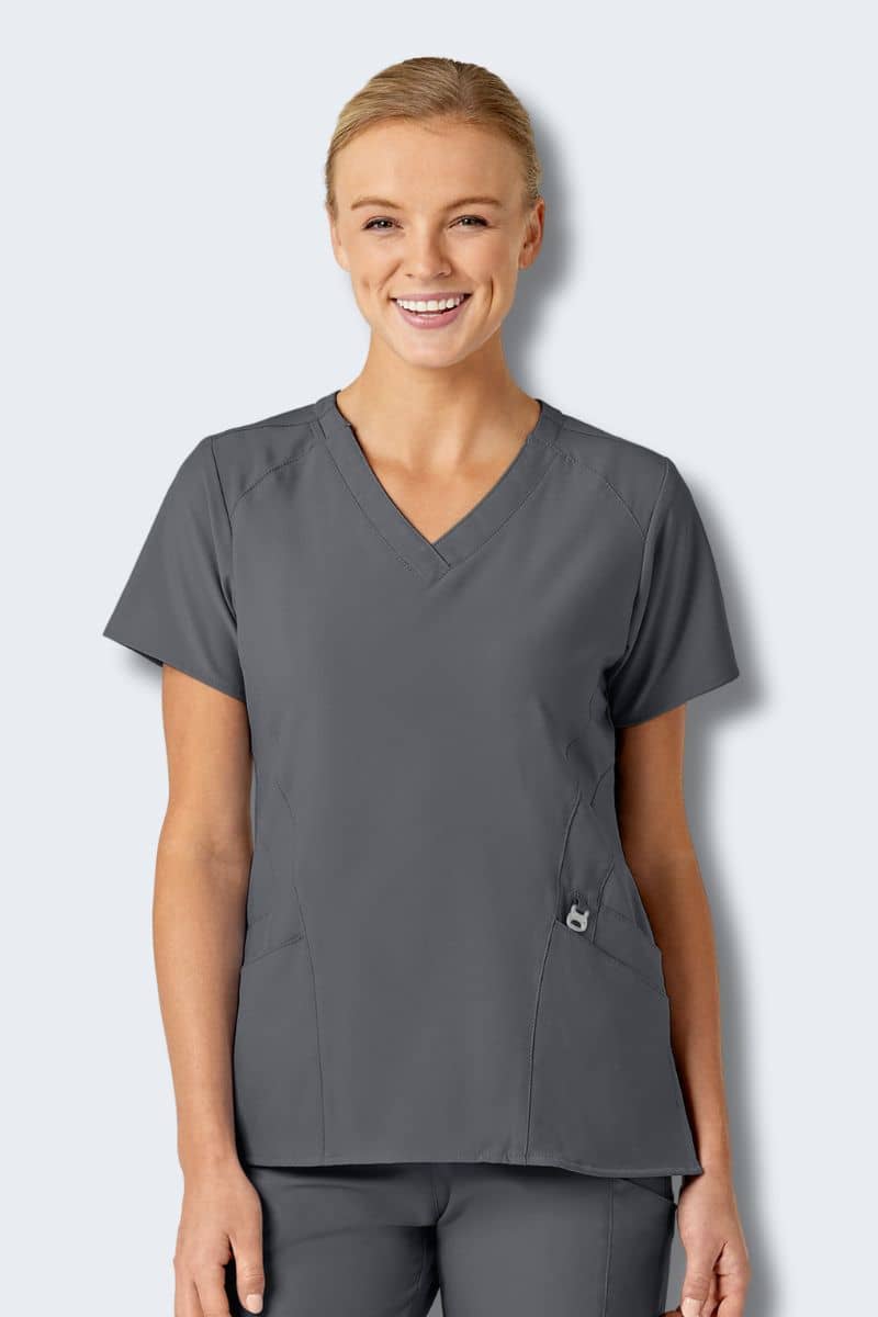 6155 WonderWink W123 Womens Stylized V-neck Top - Image 7