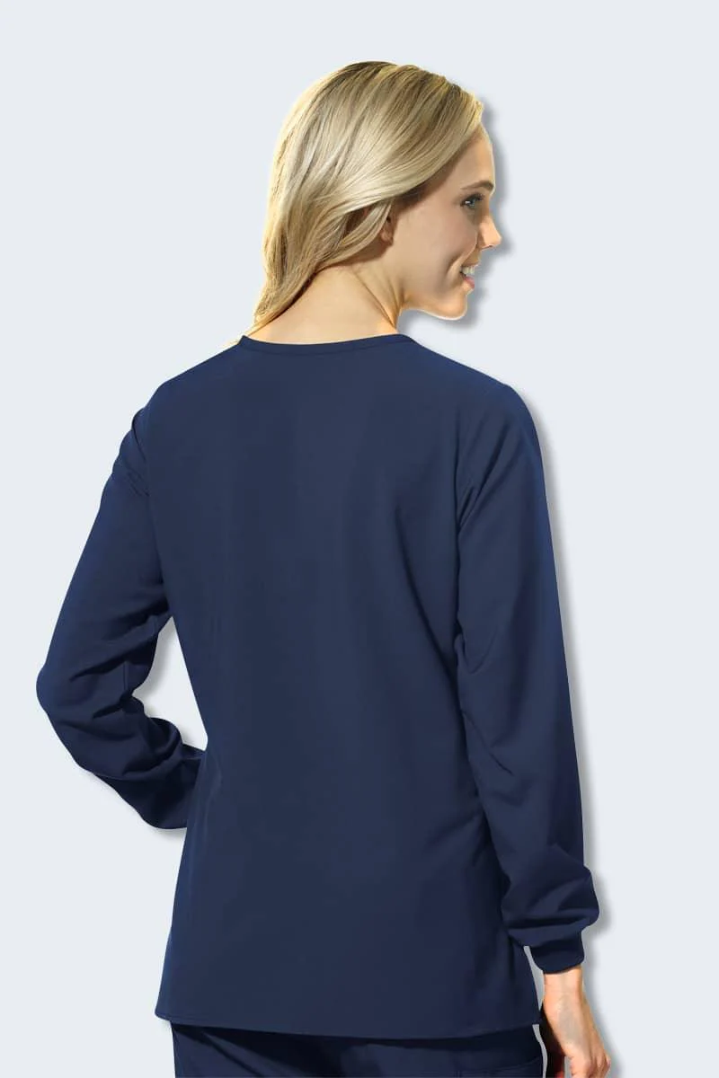8155 WonderWink W123 Women's Crew Neck Warm Up Jacket - Image 3
