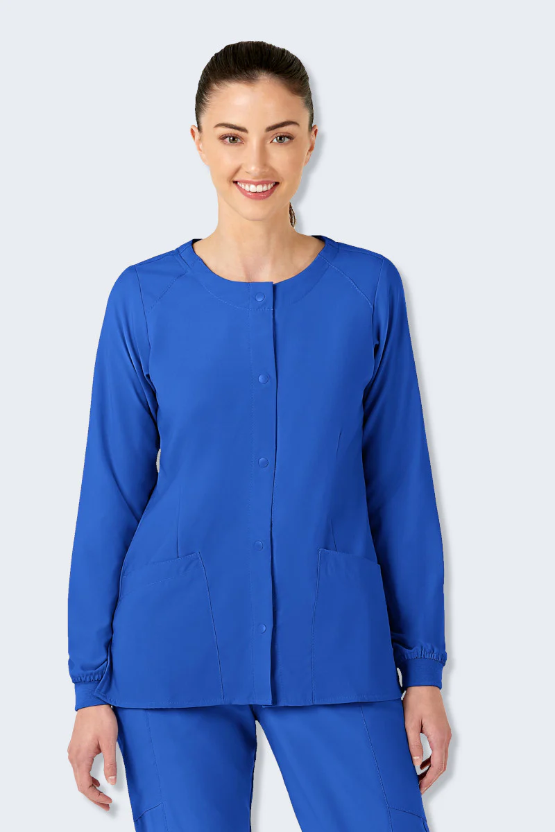8155 WonderWink W123 Women's Crew Neck Warm Up Jacket - Image 5