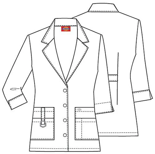82402 Dickies 30" Women's White Lab Coat 3/4 Sleeves - Image 4