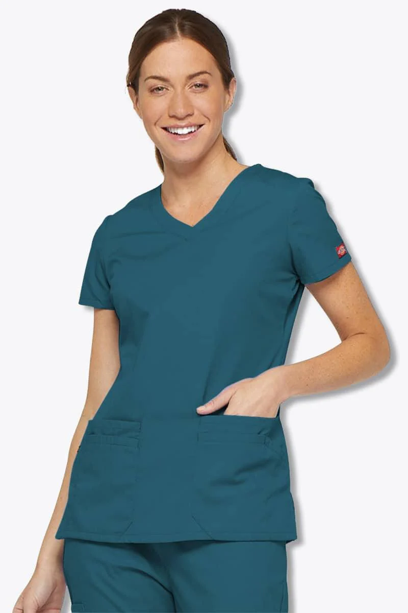 85906 Dickies EDS Women's Jr Fit V-Neck Scrubs Top - Image 3