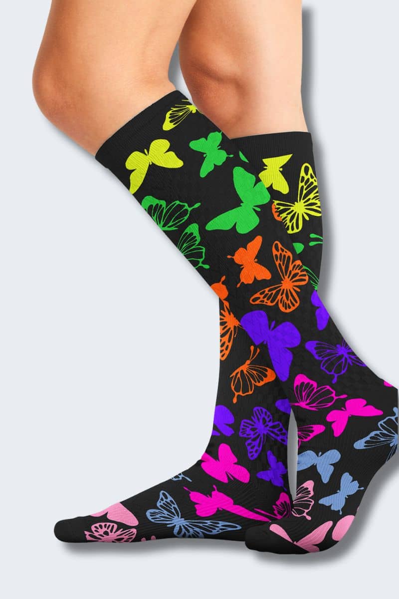 Cherokee Women's Anti Social Butterflies 10-15mmHg Support Socks