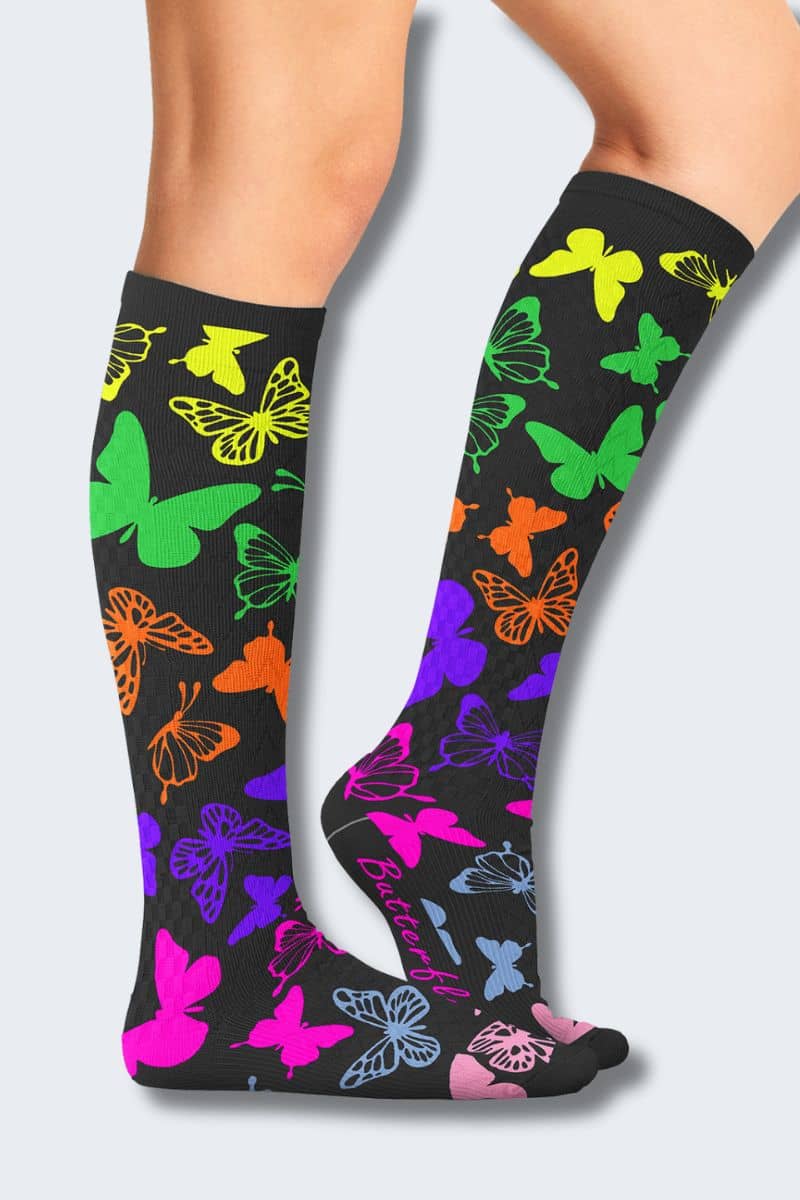 Cherokee Women's Anti Social Butterflies 10-15mmHg Support Socks - Image 4