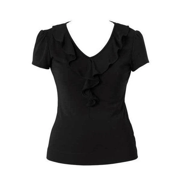 CAT48H NNT Women's Cap Sleeve Ruffle Neck T-Top - Image 2