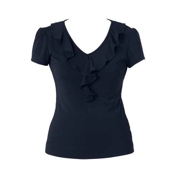 CAT48H NNT Women's Cap Sleeve Ruffle Neck T-Top - Image 8