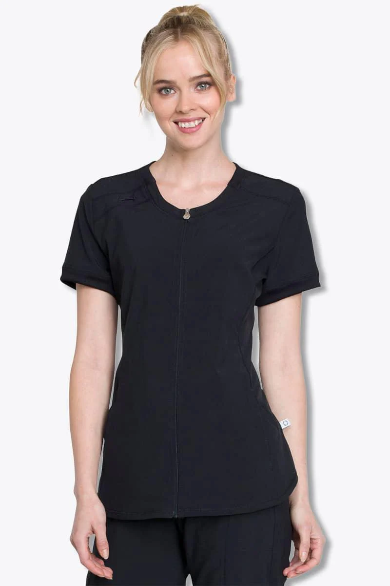 CK810A Cherokee Infinity Women's Zip Front V-Neck Top - Image 3