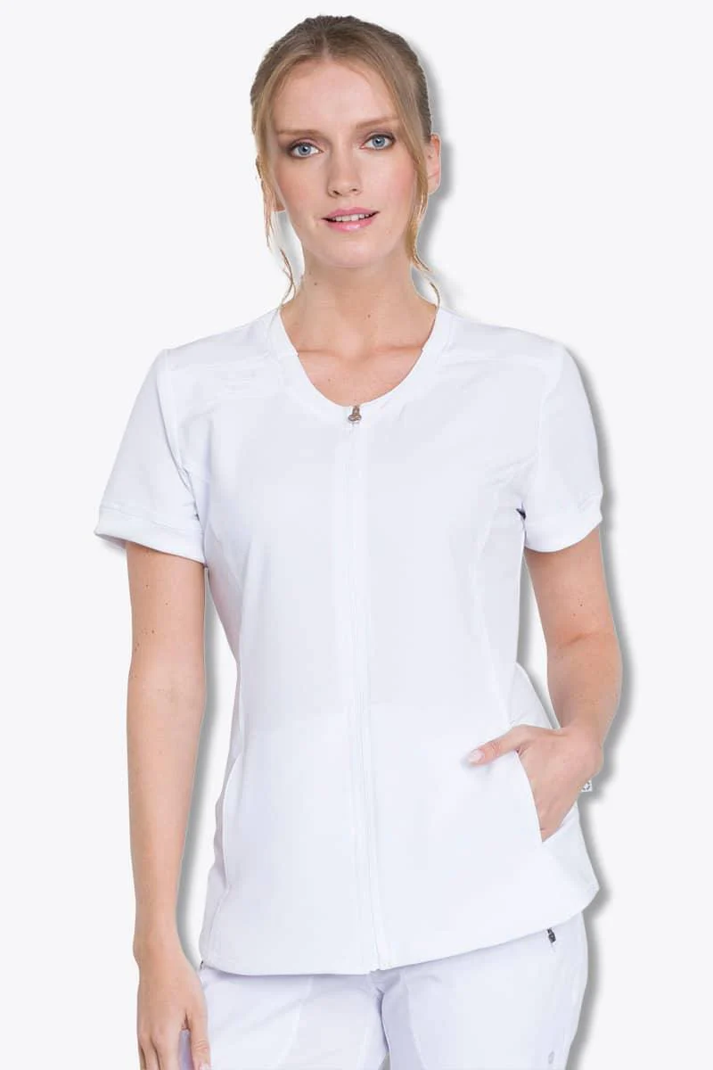 CK810A Cherokee Infinity Women's Zip Front V-Neck Top - Image 4