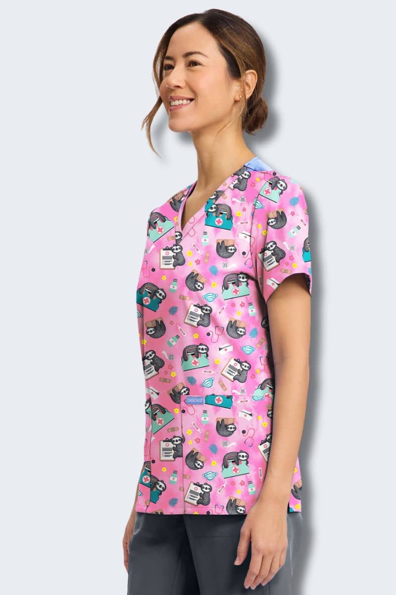 CK856 Cherokee Nurse Sloth Scrub Top - Image 4