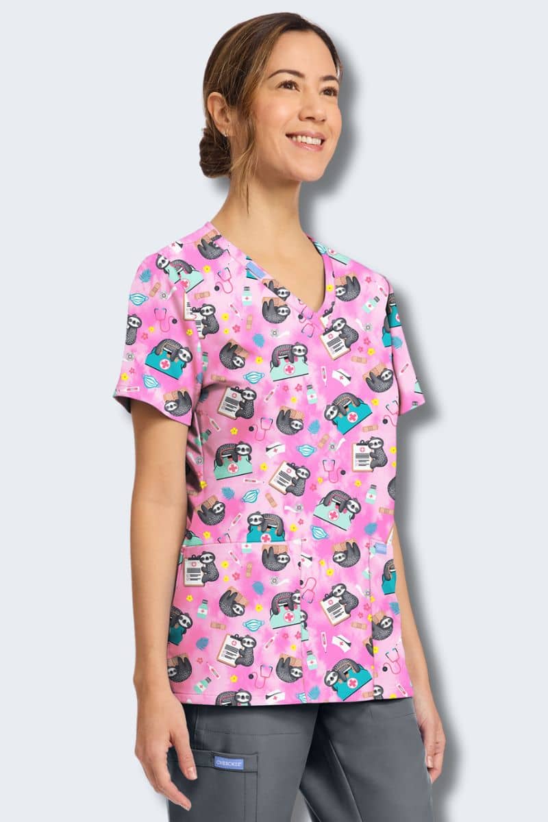 CK856 Cherokee Nurse Sloth Scrub Top - Image 5