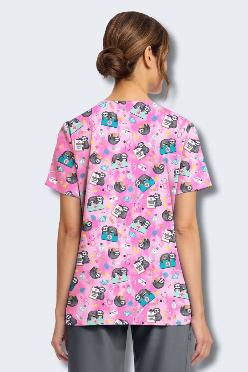 CK856 Cherokee Nurse Sloth Scrub Top - Image 6