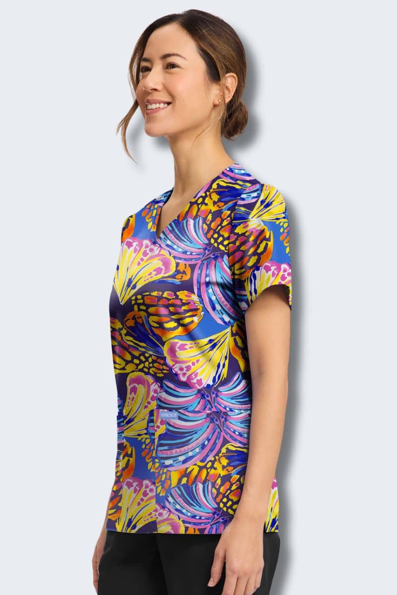 CK856 Cherokee Winging It Print Scrub Top - Image 4