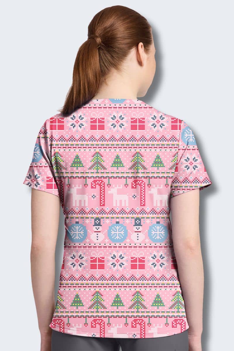 CK857 Cherokee Fair Isle Print Scrub Top - Image 6