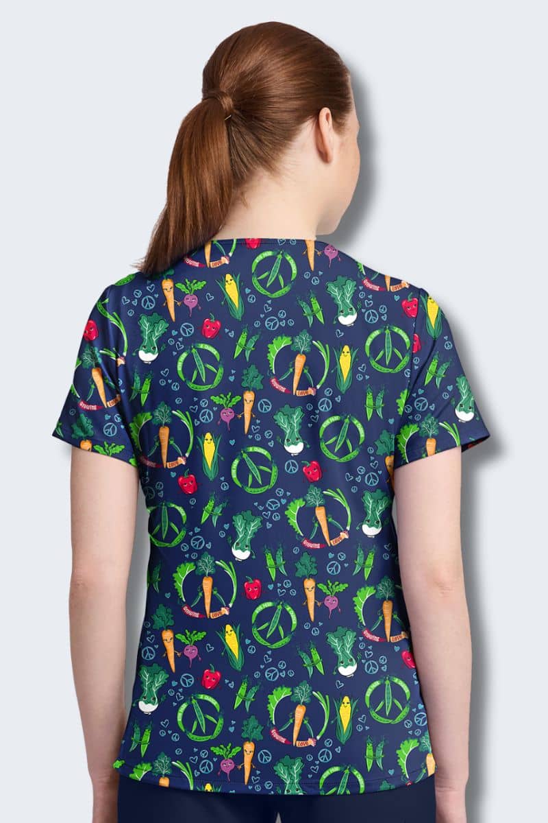 CK857 Cherokee Growing Love Print Scrub Top - Image 4