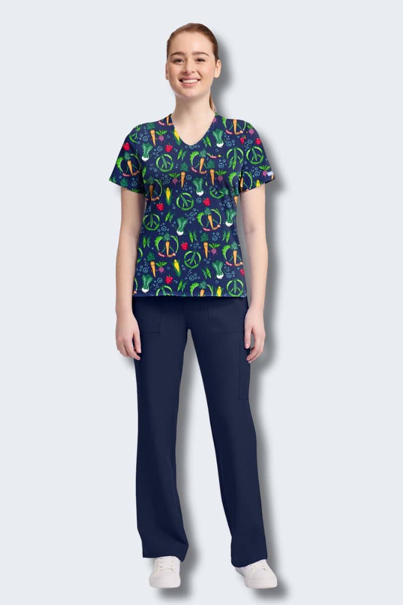 CK857 Cherokee Growing Love Print Scrub Top - Image 6