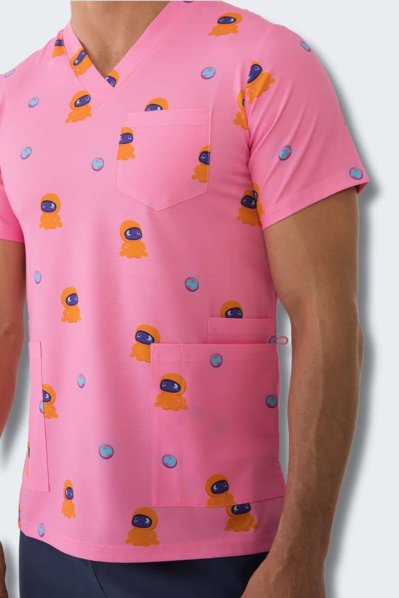 Blip Print Scrub Top – Pink | Hospitals United for Sick Kids - Image 3