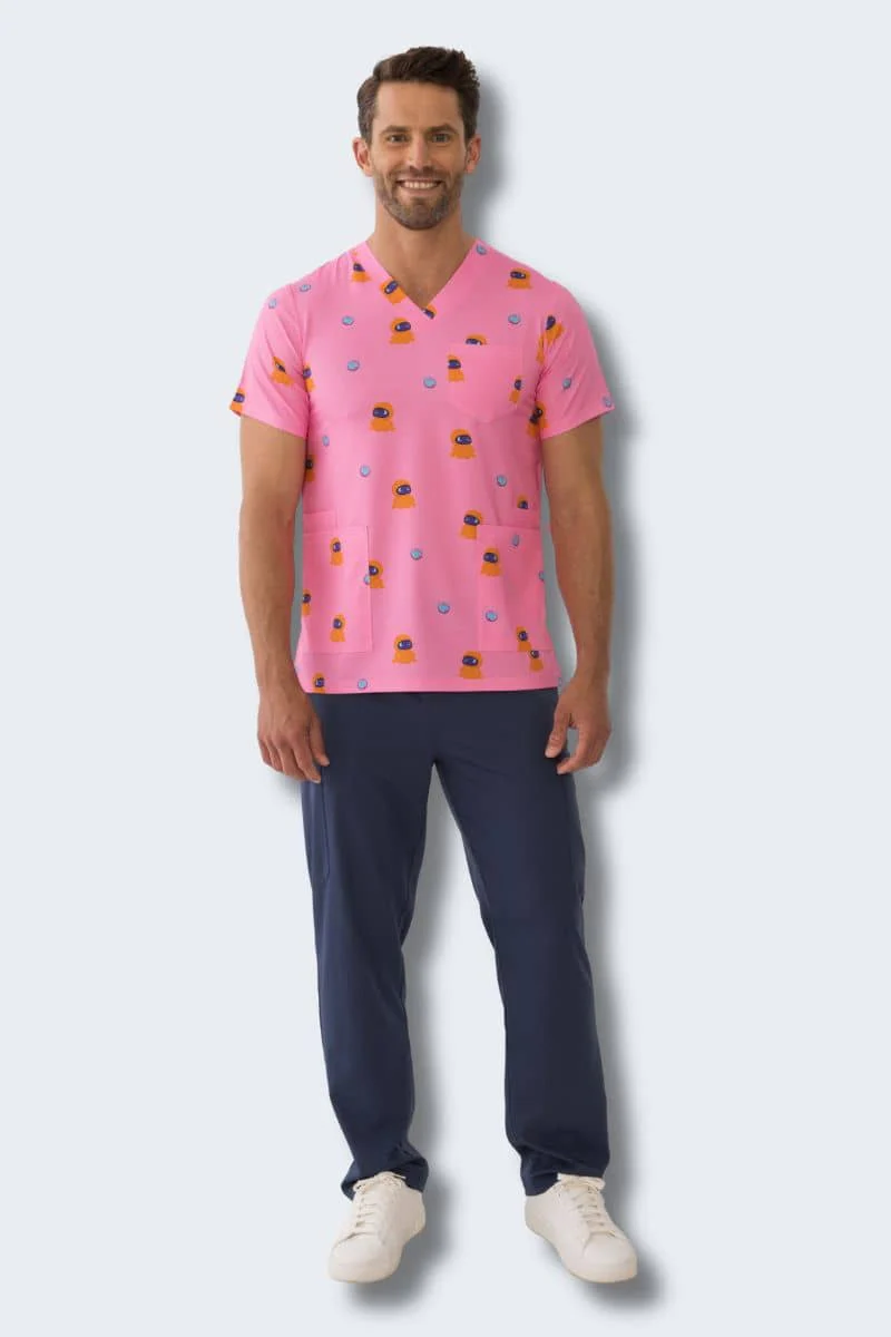Blip Print Scrub Top – Pink | Hospitals United for Sick Kids - Image 4