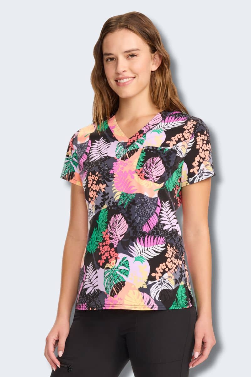 MC632 Med Couture Jungle Vibes V-Neck Printed Scrub Top - Image 3