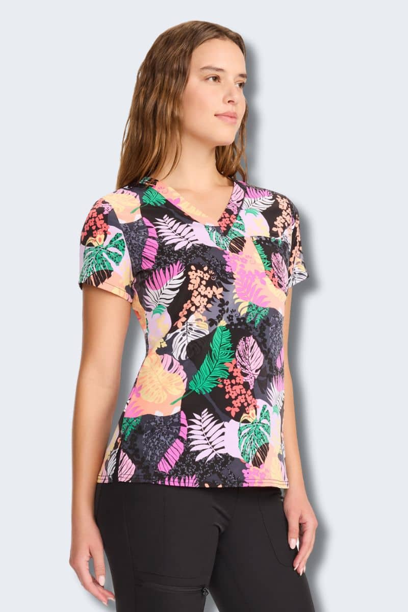 MC632 Med Couture Jungle Vibes V-Neck Printed Scrub Top - Image 4