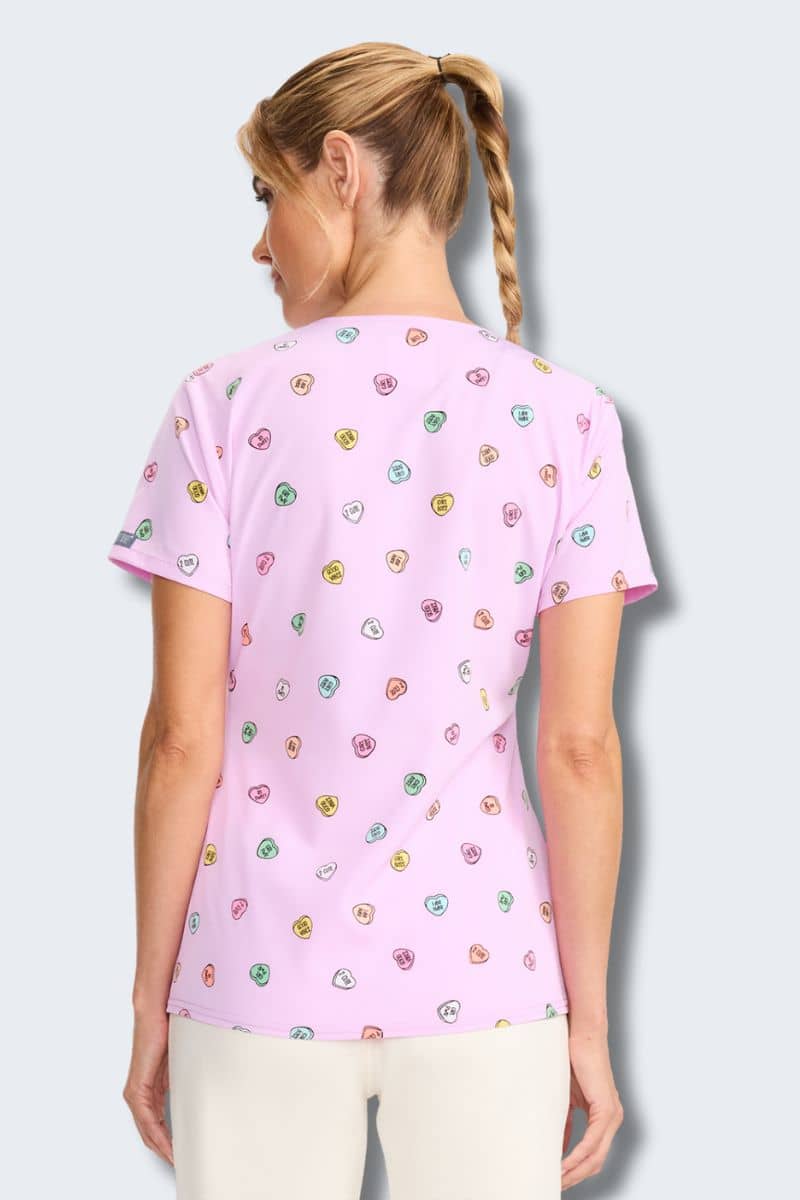 MC632 Med Couture Sweet Talker V-Neck Printed Scrub Top - Image 3