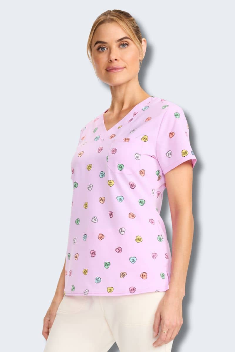 MC632 Med Couture Sweet Talker V-Neck Printed Scrub Top - Image 4